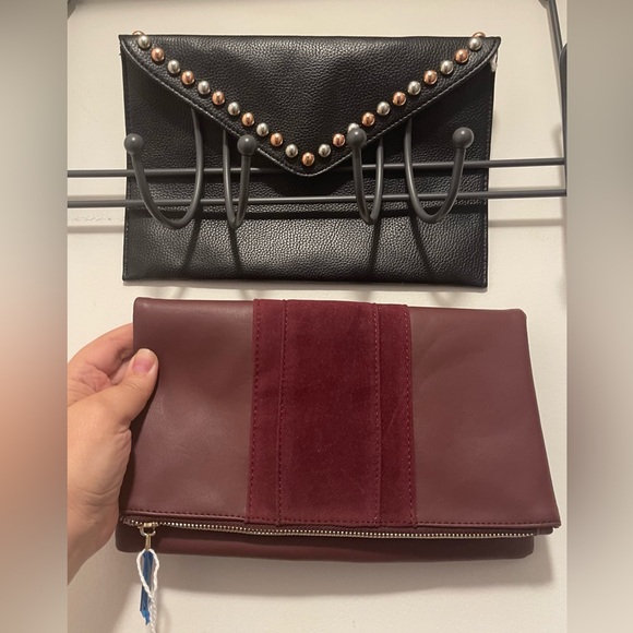 Clutch purses. Below the belt studded clutch. Summer & Rose burgundy clutch. - Picture 2 of 11